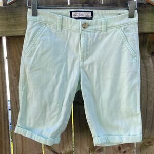 Abercrombie kids mint green roll up denim Bermuda shorts